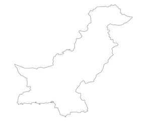 High detailed illustration map - outline Pakistan country Map