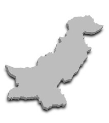  Pakistan country 3d map with color. pak, PK, Islamic republic of Pakistan