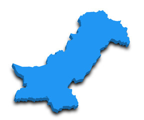 3d Map of Pakistan country with color. pak, PK, Islamic republic of Pakistan