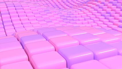 Fototapeta premium abstract pink purple soft cubes arranged in a wave pattern