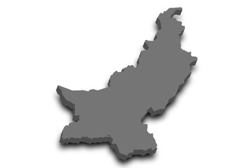  3d Pakistan map without kashimr. pak, PK, Islamic republic of Pakistan
