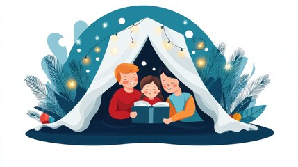 Cozy Family Reading Time in Pajamas