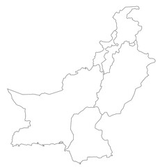 High detailed illustration map - outline Pakistan country Map