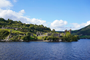 Loch Ness and Urquhart Castle in the Scottish highlands
