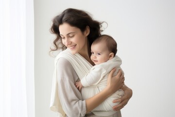 Baby carrying portrait newborn.