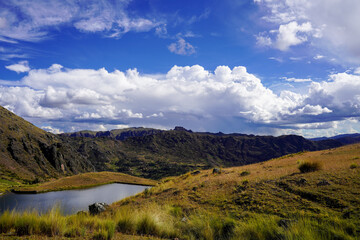 Pittoresque lake in the Andes Mountains, Sacred Valley, Peru