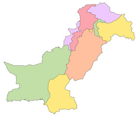 Pakistan administrative map. province map of Pakistan, blank Map, empty map of Pakistan. pak, pk
