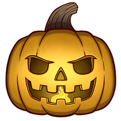 Jack O Lantern Carved Halloween Pumpkin Illustration, Isolated Transparent PNG, Large Format