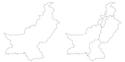 Pakistan country map sets without Jammu and Kashmir region, illustration version, pak, Pakistan maps