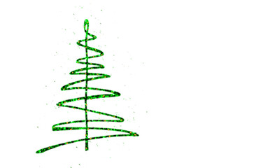 grün glänzender stilisierter Weihnachtsbaum mit goldenen Christbaumkugeln freigestellt