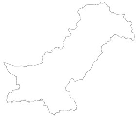 High detailed illustration map - outline Pakistan country Map