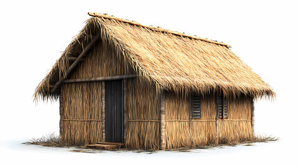 Straw house on a white background