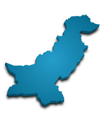  Pakistan country 3d map with color. pak, PK, Islamic republic of Pakistan