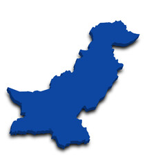 Pakistan country 3d map with color. pak, PK, Islamic republic of Pakistan