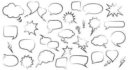 Fototapeta premium Speech Bubble set. Talk bubble. Cloud speech bubbles collection. Vector graphics black and white