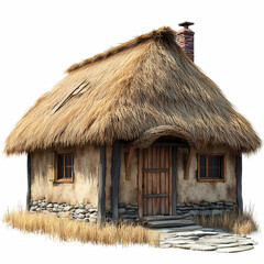 Straw house on a white background