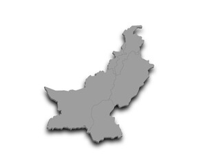  3d Pakistan map without kashimr. pak, PK, Islamic republic of Pakistan