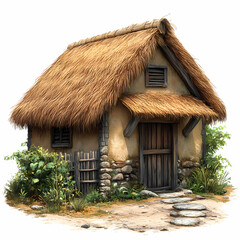 Straw house on a white background