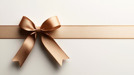 Fototapeta premium Elegant Satin Bow on Cream Ribbon Background
