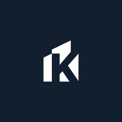 letter K geometric with dark blue background