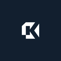 letter K geometric with dark blue background