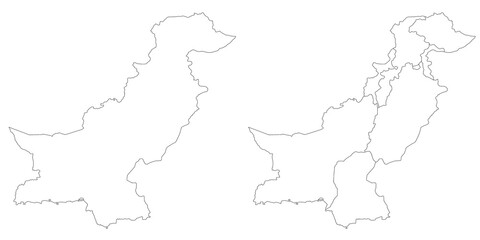 Pakistan country map sets with Jammu and Kashmir region, illustration version, pak, Pakistan maps