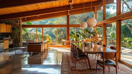 Fototapeta premium Open Spaces: Expansive layouts promote seamless flow and minimize visual clutter, fostering a serene atmosphere that enhances relaxation and well-being. 