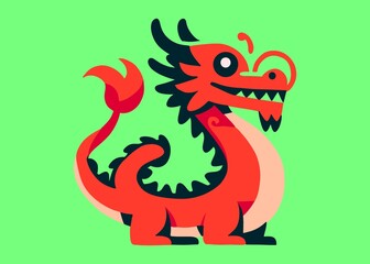 Illustration with a dragon. Chinese new year. Celebration. Isolated dragon on a green background.