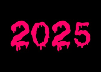 New year 2025. Happy new year. 2025. Pink floating numbers.