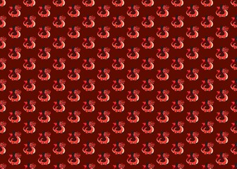 Seamless pattern with funny monsters. Chinese new year. Seamless pattern with dragons on a red background. Traditional Chinese character. Asian mythological dragons.