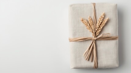 Reusable fabric gift wrap, tied around a beautifully wrapped present with natural, earthy materials, Eco-conscious Gifting, Sustainable Wrapping Solutions