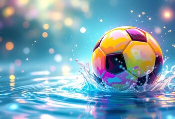 Fototapeta premium Soccer ball hand drawn watercolor illustration championship 