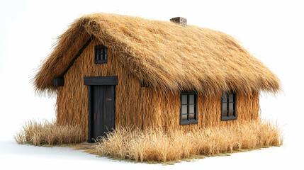 Straw house on a white background