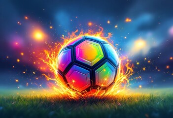 Fototapeta premium Soccer ball hand drawn watercolor illustration championship 
