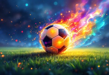 Fototapeta premium Soccer ball hand drawn watercolor illustration championship 