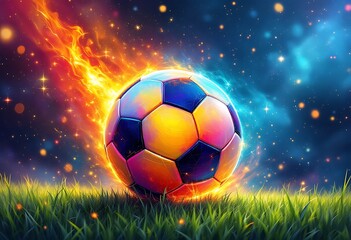 Naklejka premium Soccer ball hand drawn watercolor illustration championship 