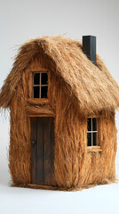 Straw house on a white background