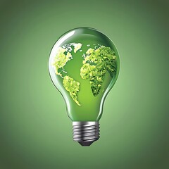 Enlightening Light Bulb with World Map Inspiring Environmental Responsibility