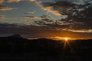 Sainte Victoire mountain in the light of an autumn morning