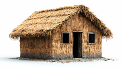 Straw house on a white background