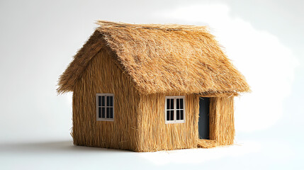 Straw house on a white background