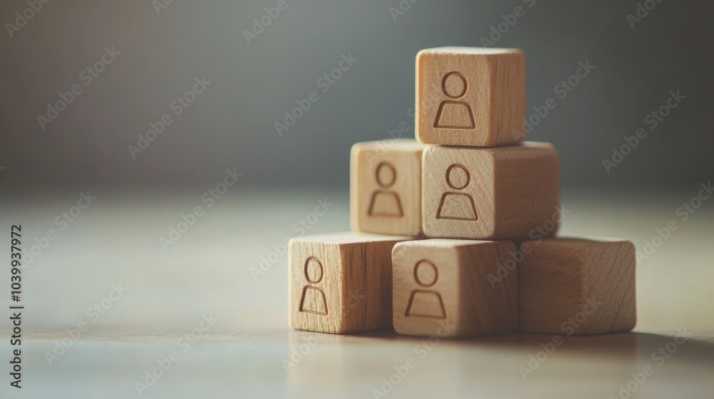 Poster building connections. wooden blocks symbolizing community and networks