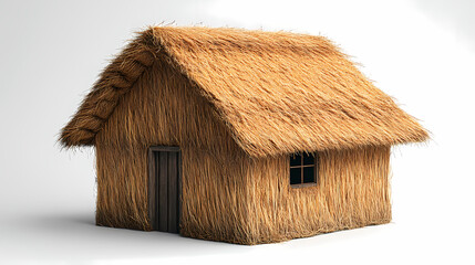 Straw house on a white background