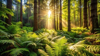 Close Sunlit Forest With Lush