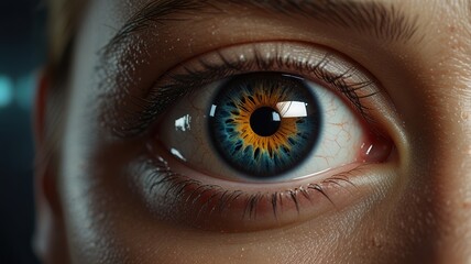 Ophthalmologist Visit with Close-Up Eye Image - Futuristic Optics and Eye Health