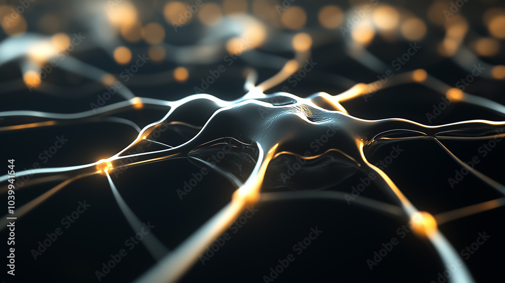Poster intricate design features a neural network with illuminated connections, representing advanced ai te