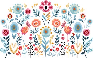 Plant pattern art white background.