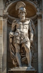 Fototapeta premium Roman soldier statue in architectural niche.