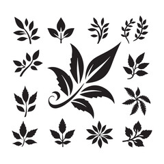 set of silhouette leaves. eps