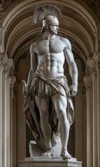 Obraz premium Marble statue of a Roman warrior.